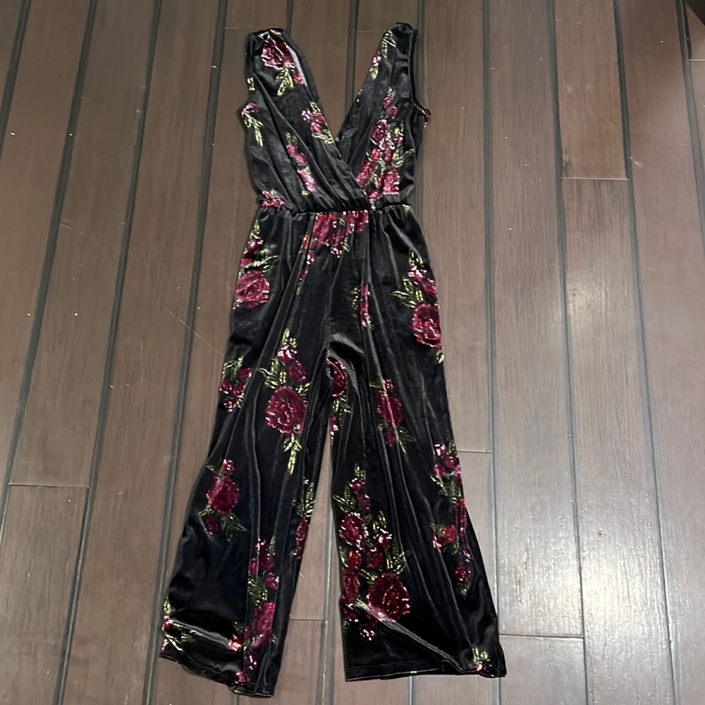 Floral velvet jumpsuit